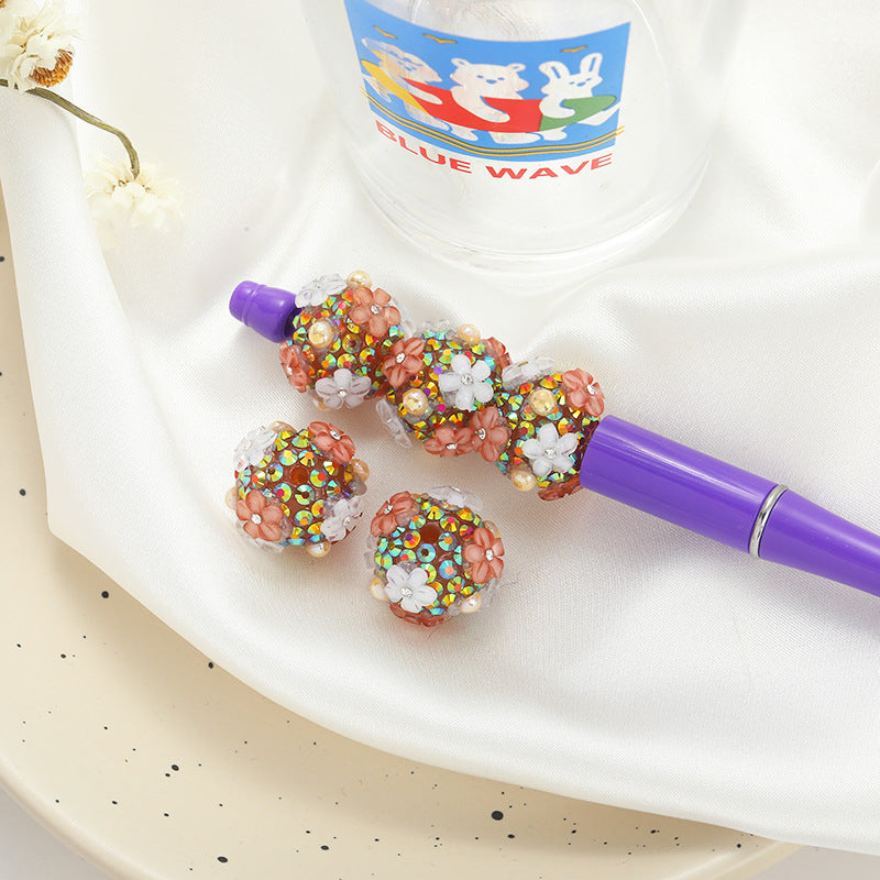 Wholesale 10pcs Heavy Round Beads Cherry Blossom Diamond Beads